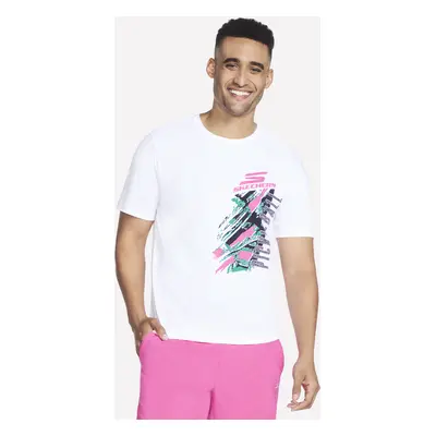 Skechers Men's Pickleball Splatter T-Shirt in White, Size Small | Cotton/Cotton