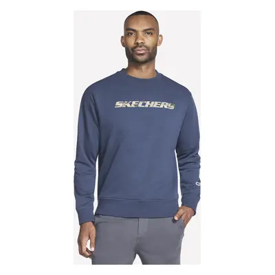 Skechers Men's Heritage Camo Crew Top in Charcoal/Navy Blue, Size Medium | Cotton/Polyester