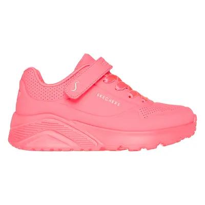 Skechers Girls Uno Lite Sneaker in Neon Pink/Coral, Size | Synthetic/Textile, Machine Washable