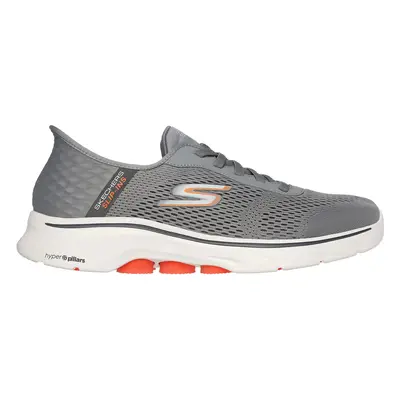 Skechers Men's Slip-ins: GO WALK - Free Hand Sneaker in Gray/Orange, Size | Textile/Synthetic, M