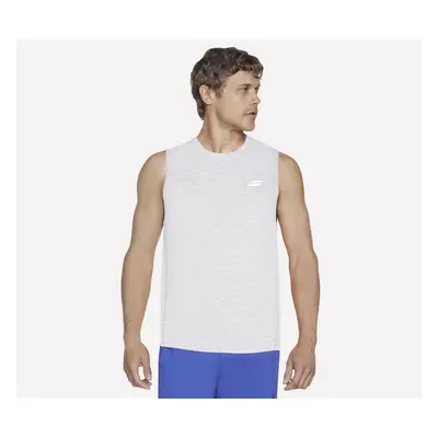 Skechers Men's GO DRI Charge Muscle Tank Top in White/Taupe, Size | Polyester