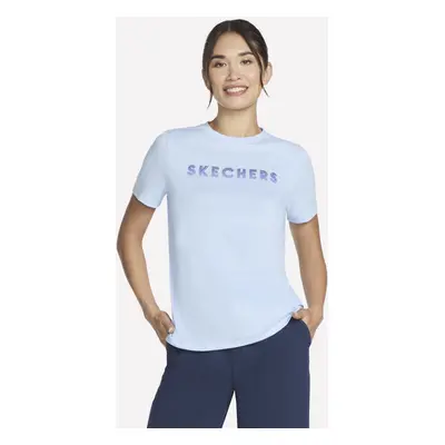 Skechers Women's Gradient Short Sleeve Tee in White/Lavender, Size | Cotton/Polyester