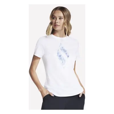 Skechers Women's Floral Diamond Classic Crew Tee in White, Size Small | Cotton/Polyester