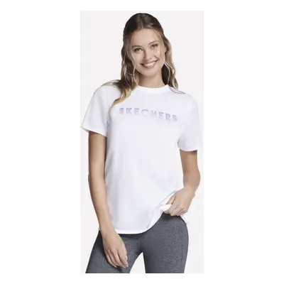 Skechers Women's Gradient Short Sleeve Tee in White, Size | Cotton/Polyester