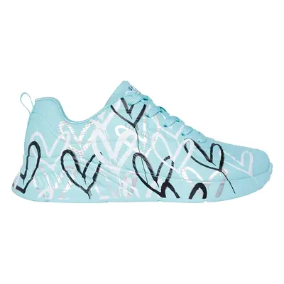 Skechers Women's JGoldcrown: Uno Lite - Heart of Hearts Sneaker in Turquoise, Size | Synthetic/T