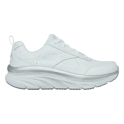 Skechers Women's Relaxed Fit: D'Lux Walker - Timeless Path Sneaker in White/Silver, Size | Leath