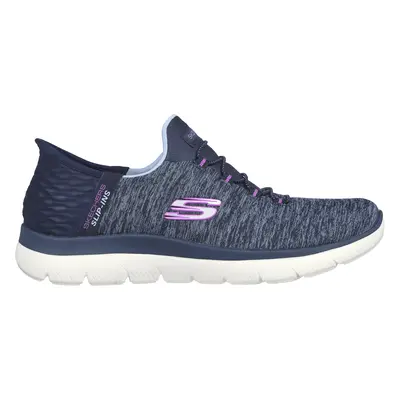 Skechers Women's Slip-ins: Summits - Dazzling Haze Sneaker in Navy Blue/Purple, Size Wide | Text