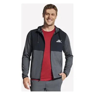 Skechers Men's SKECH-KNITS Ultra Go Weekend Full Zip Hoodie in Black/Charcoal, Size Small | Poly