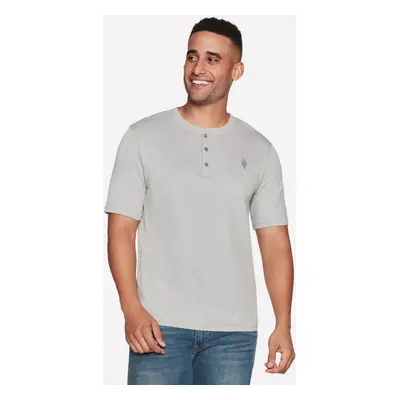 Skechers Men's GOKNIT Pique Short Sleeve Henley Top in Light Gray, Size | Cotton/Polyester