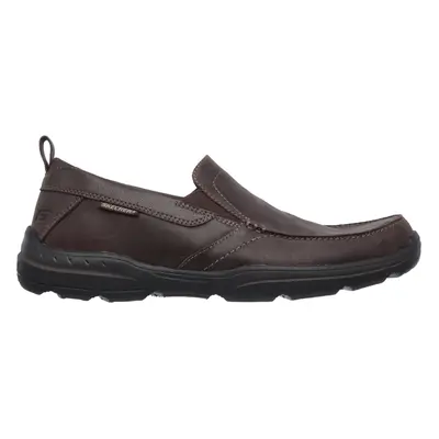 Skechers Men's Relaxed Fit: Harper - Forde Shoes in Dark Brown, Size | Leather/Synthetic/Textile