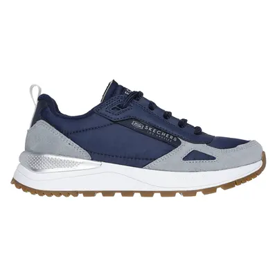 Skechers Boy's Fury Sneaker in Gray/Navy Blue, Size | Leather/Textile/Synthetic