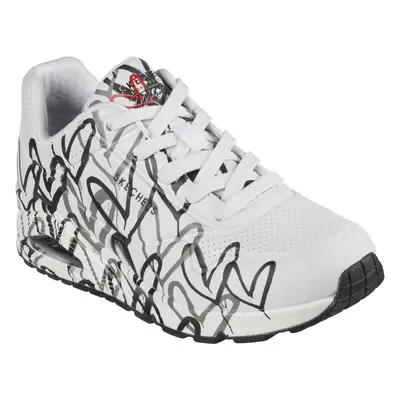 Skechers Women's x JGoldcrown: Uno - Spread the Love Sneaker in White/Blue/Gray, Size | Textile/