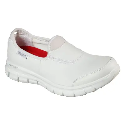 Skechers Women's Work Relaxed Fit: Sure Track Slip-On Shoes in White, Size | Leather/Textile