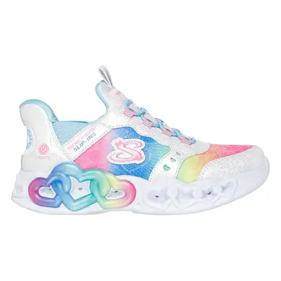 Skechers Girls Slip-ins: Infinite Heart Lights Sneaker in White, Size | Synthetic/Textile