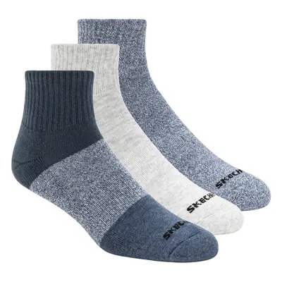 Skechers Men's Quarter Colourblock Socks - Pack in Blue, Size Large