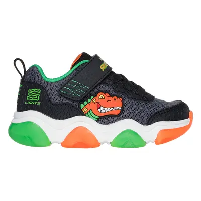 Skechers Mighty Glow 2.0 - Dino-Bolt Sneaker in Black/Orange, Size | Synthetic/Textile