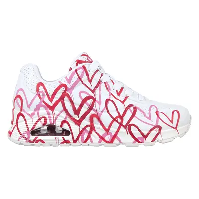 Skechers Women's x JGoldcrown: Uno - Spread the Love Sneaker in White/Red/Pink, Size | Textile/S