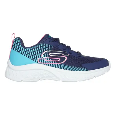 Skechers Girls Microspec Plus - Summer Sprint Sneaker in Navy Blue/Blue, Size | Textile/Syntheti