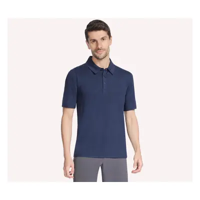 Skechers Men's GO GOLF GO DRI All Day Stripe Polo T-Shirt in Navy Blue, Size Medium | Polyester