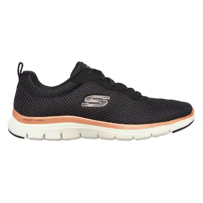 Skechers Women's Flex Appeal 4.0 - Brilliant View Sneaker in Black/Rose Gold | Textile/Synthetic