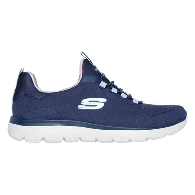 Skechers Women's Summits - Abstract Vision Sneaker in Navy Blue, Size | Textile/Synthetic, Vegan