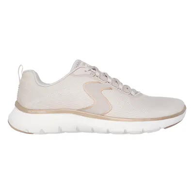 Skechers Women's Flex Appeal 5.0 - Luxe Glow Sneaker in Natural/Gold, Size | Textile/Synthetic, 