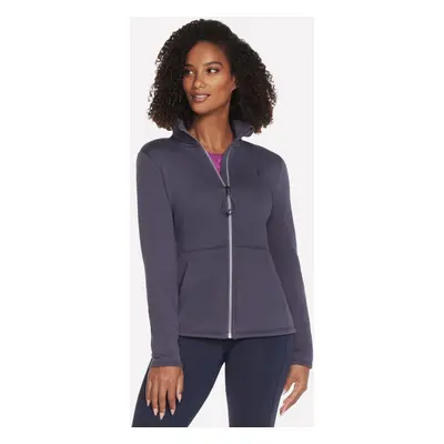 Skechers Women's GO SNUGGLE Jacket in Purple/Charcoal, Size | Polyester/Cotton/Spandex