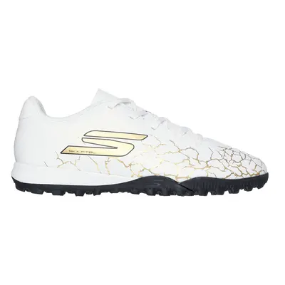 Skechers SKX_1.5 Jr Youth TF Sneaker in White/Black/Gold | Synthetic/Textile