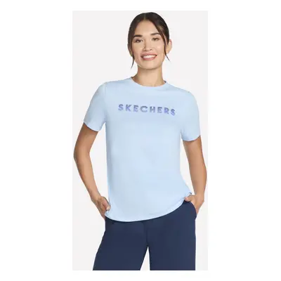 Skechers Women's Gradient Short Sleeve T-Shirt in White/Lavender, Size | Cotton/Polyester