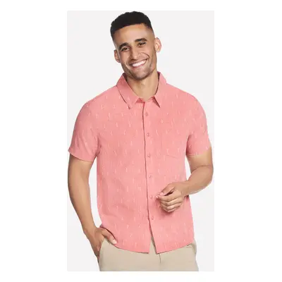 Skechers Men's The GO WALK Air Printed Short Sleeve Shirt in Brick, Size Large | Polyester/Spand