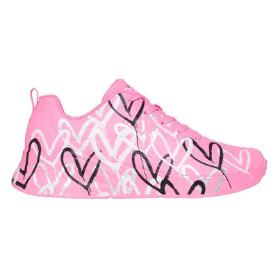 Skechers Women's JGoldcrown: Uno Lite - Heart of Hearts Sneaker in Hot Pink, Size | Synthetic/Te