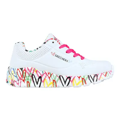 Skechers Girls x JGoldcrown: Uno Lite - Lovely Luv Sneaker in White, Size | Synthetic, Machine W