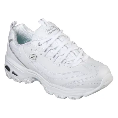 Skechers Women's D'Lites - Endless Dream Sneaker in White/Silver, Size | Leather/Synthetic/Texti