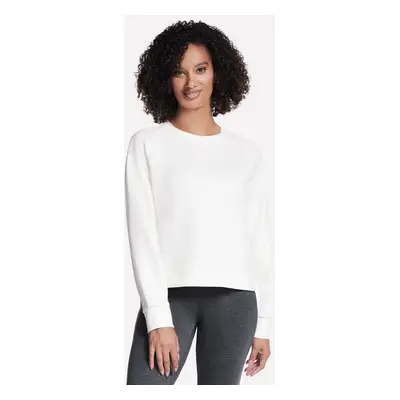 Skechers Women's Skechluxe Elevate Crewneck Top in Off White, Size Medium | Rayon/Polyester/Span