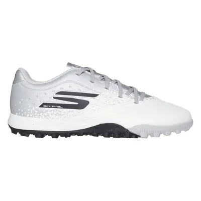 Skechers Razor 1.5 Jr Youth TF Sneaker in White/Silver | Synthetic/Textile