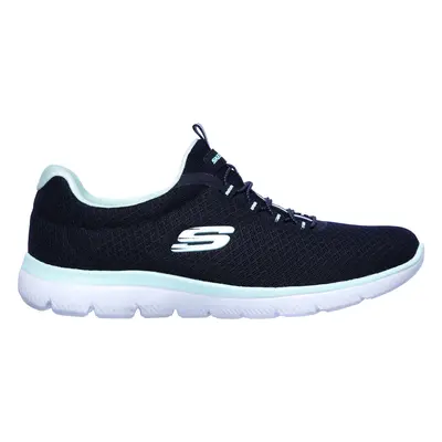 Skechers Women's Summits Sneaker in Navy Blue/Aqua, Size | Textile/Synthetic, Vegan, Machine Was