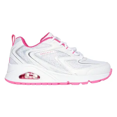 Skechers Girls Uno - So Wavy Sneaker in White/Pink, Size | Synthetic/Textile