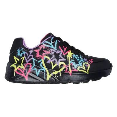 Skechers Girls Uno Lite - My Drip Sneaker in Black, Size | Synthetic, Machine Washable