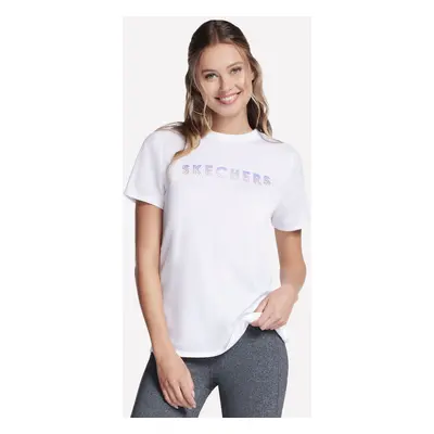 Skechers Women's Gradient Short Sleeve T-Shirt in White, Size | Cotton/Polyester