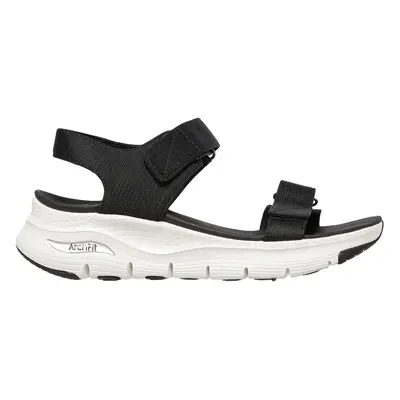 Skechers Women's Arch Fit - Touristy Sandals in Black, Size | Textile, Vegan, Machine Washable