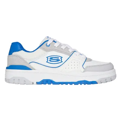 Skechers Boy's SKX-228 Sneaker in White/Light Gray, Size | Leather/Synthetic/Textile