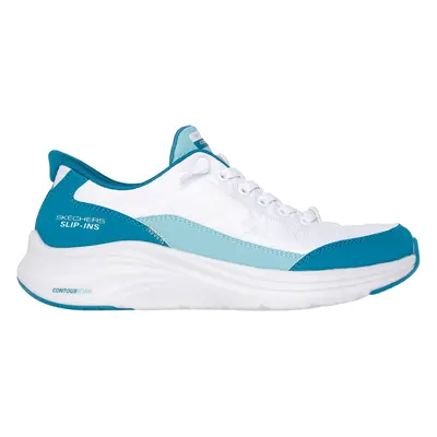 Skechers Women's Slip-ins: Contour Foam Sneaker in White/Turquoise, Size | Textile/Synthetic, Ve