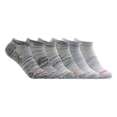 Skechers Women's Pack Low Cut Sport Stripe Socks in Gray, Size Medium