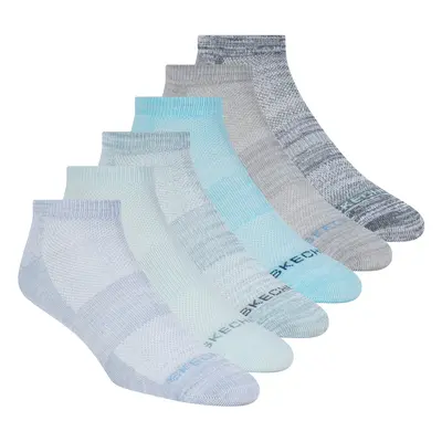 Skechers Women's Pack Low Cut Sport Stripe Socks in Blue/Turquoise, Size Medium