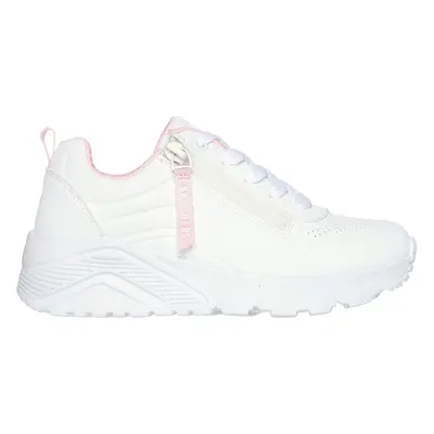 Skechers Girls Uno Lite - Easy Zip Sneaker in White, Size | Synthetic, Machine Washable