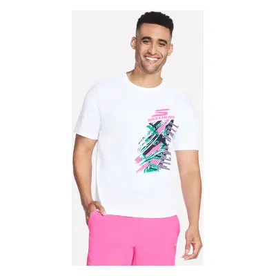 Skechers Men's Pickleball Splatter T-Shirt in White, Size | Cotton/Cotton