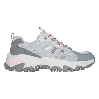 Skechers Women's D'Lites Hiker Sneaker in Gray/Pink, Size | Leather/Textile/Synthetic