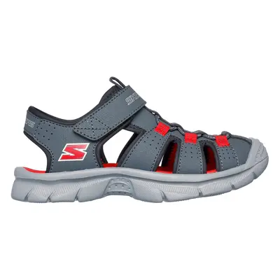 Skechers Boy's Relix - Valdex Sandals in Charcoal/Red, Size | Synthetic/Textile, Machine Washabl