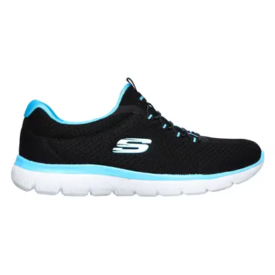 Skechers Women's Summits Sneaker in Black/Turquoise, Size | Textile/Synthetic, Vegan, Machine Wa