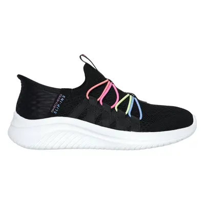 Skechers Girls Slip-ins: Ultra Flex 3.0 - Bungee Fun Sneaker in Black, Size | Textile, Machine W